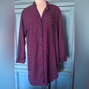 Victoria's Secret Pink and Green Casual Button Down Pajama Top